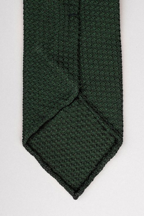 Zielony krawat z grenadyny bez podszewki (garza grossa)