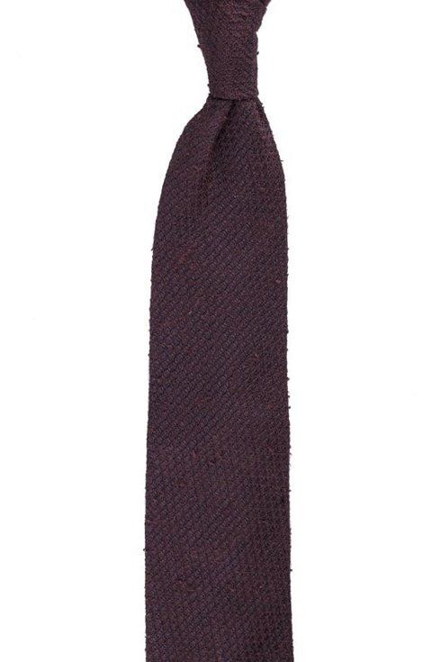 bordowy krawat szantung z grenadyną